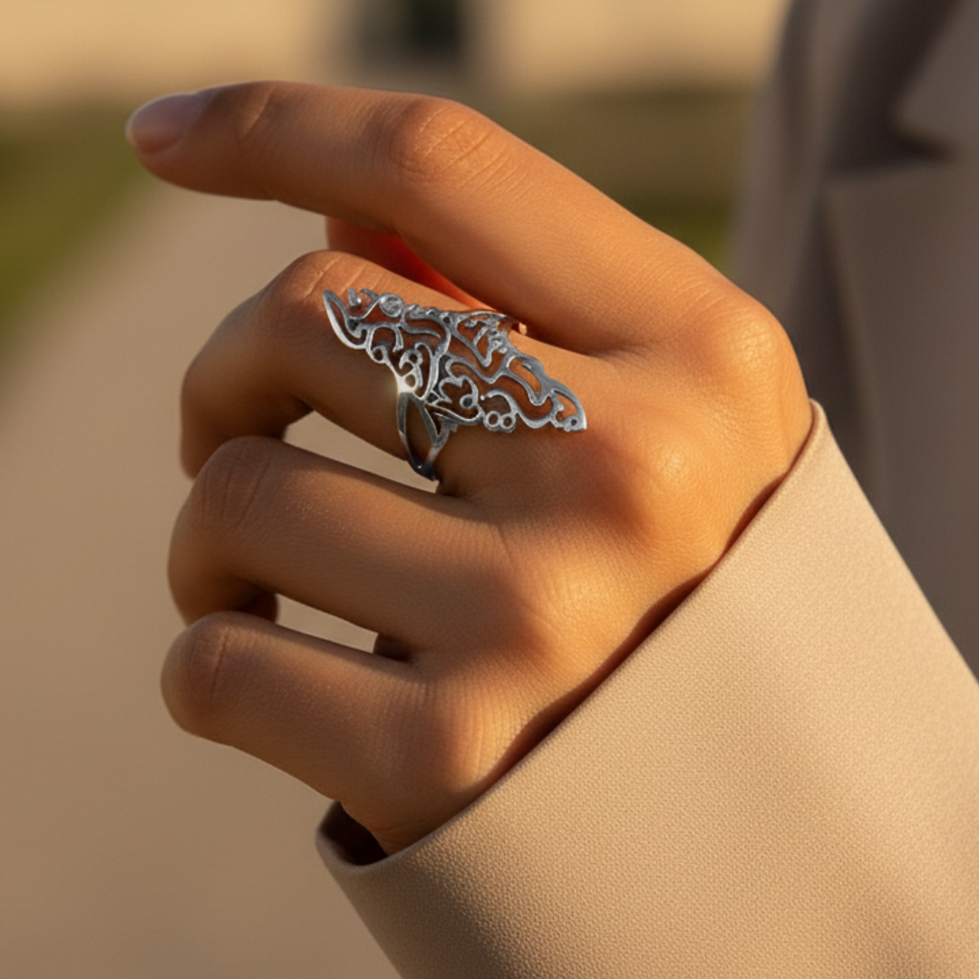 Ummahya Palestine Calligraphy Map Ring