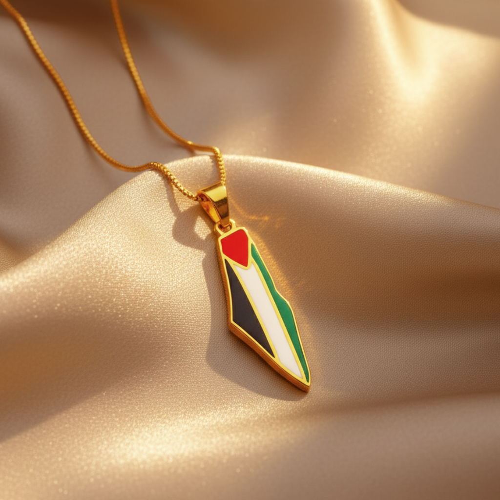 Qamar Palestinian Pride Map Necklace