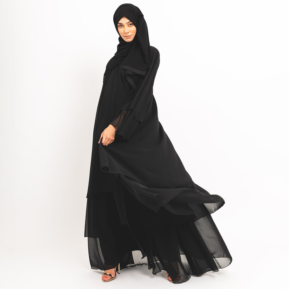 Abaya évasée noire