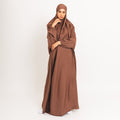Classic brown khimar with elasticated cuffs and tie-back