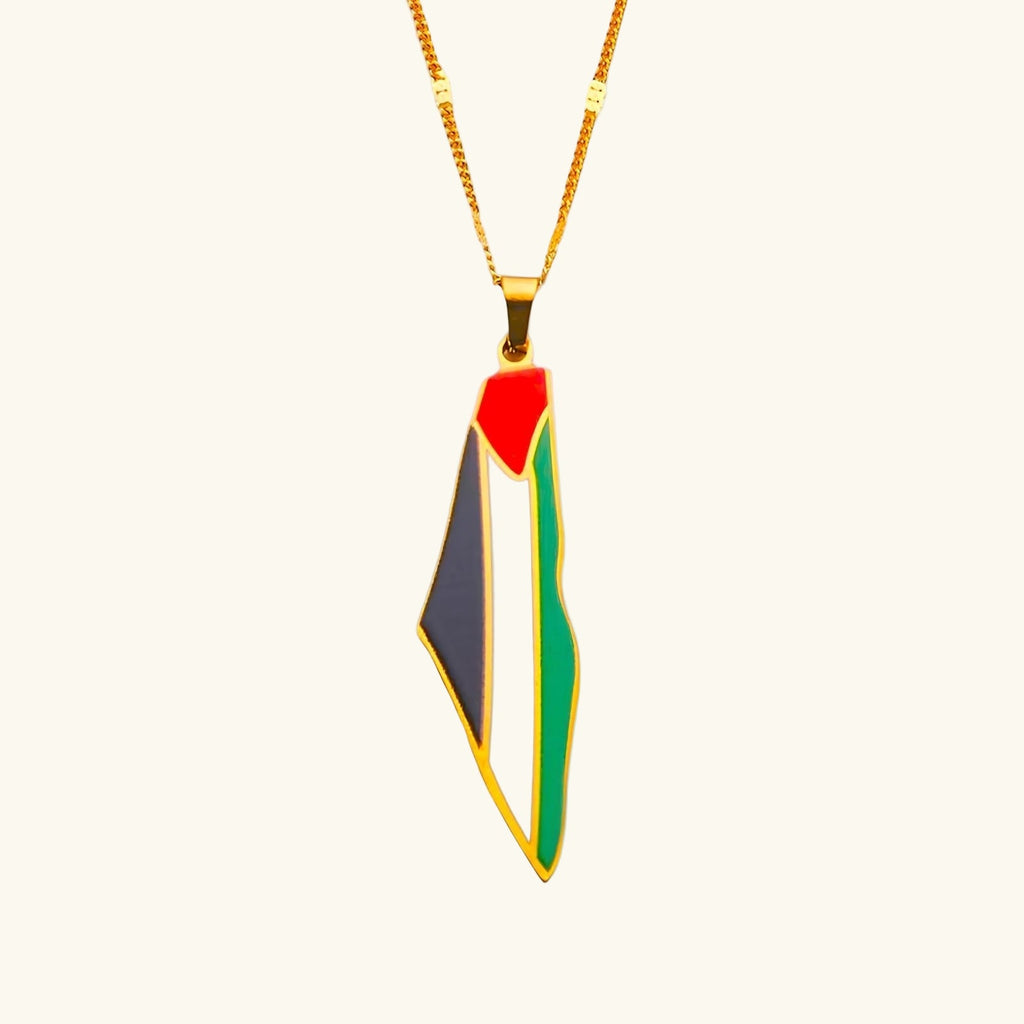 Qamar Palestinian Pride Map Necklace