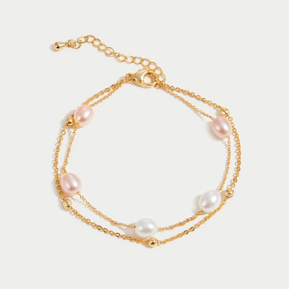 Armband van zoetwaterparels met meerdere lagen